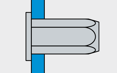 Bralo, заклепка с внутренней резьбой стальная шестигранная М4/5,9х10 цилиндрический бортик | Установка (этап 1)