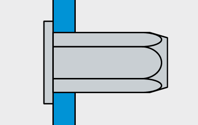 Bralo, заклепка с внутренней резьбой стальная шестигранная закрытая М5/6,95х20 цилиндрический бортик | Установка (этап 1)