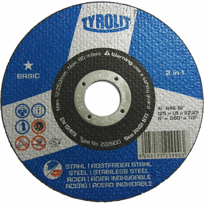Отрезной диск для ручных машин Tyrolit Basic A46-BF 115х1,6х22,23 тип 41 фото
