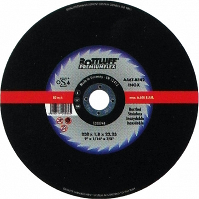 Отрезной диск по нержавеющей стали Rottluff Premiumflex A46T-BF INOX 115х1,2х22,23 тип 41 фото