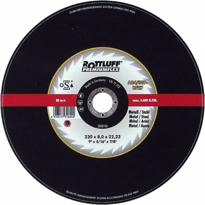 Мягкий шлифовальный диск по металлу Rottluff Premiumflex A24/30P-BF 115х6х22,23 тип 27 фото