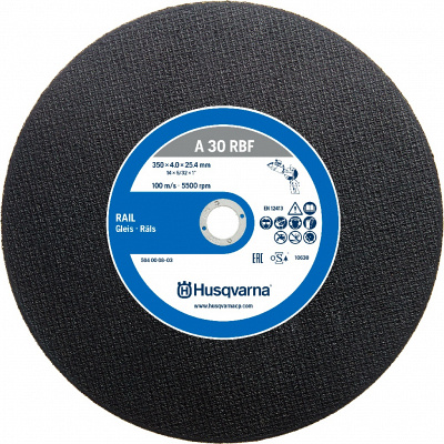 Абразивный диск для резки рельсов Husqvarna A 30 RBF RAIL 400х4х25,4 тип 41 фото